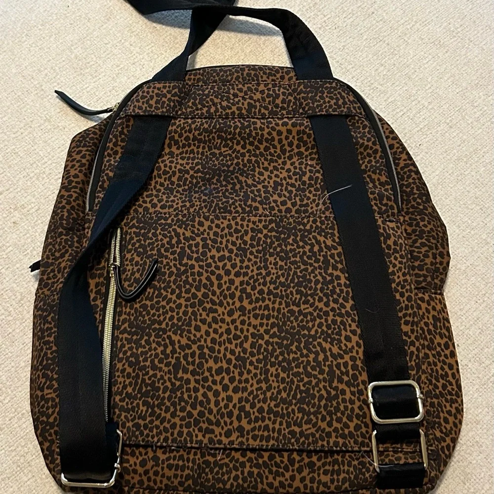 Stella & Dot Leopard Print Brown Backpack